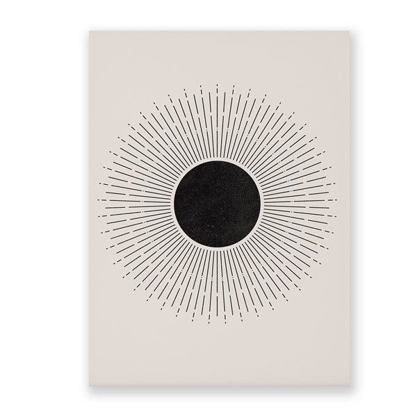 Sun Illustration Mid Century Modern Block Print