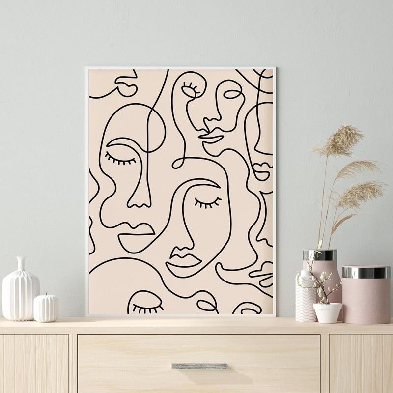 Single Line Face Art Print