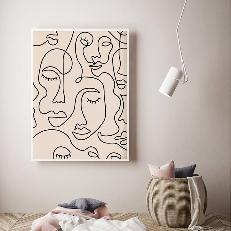 Single Line Face Art Print