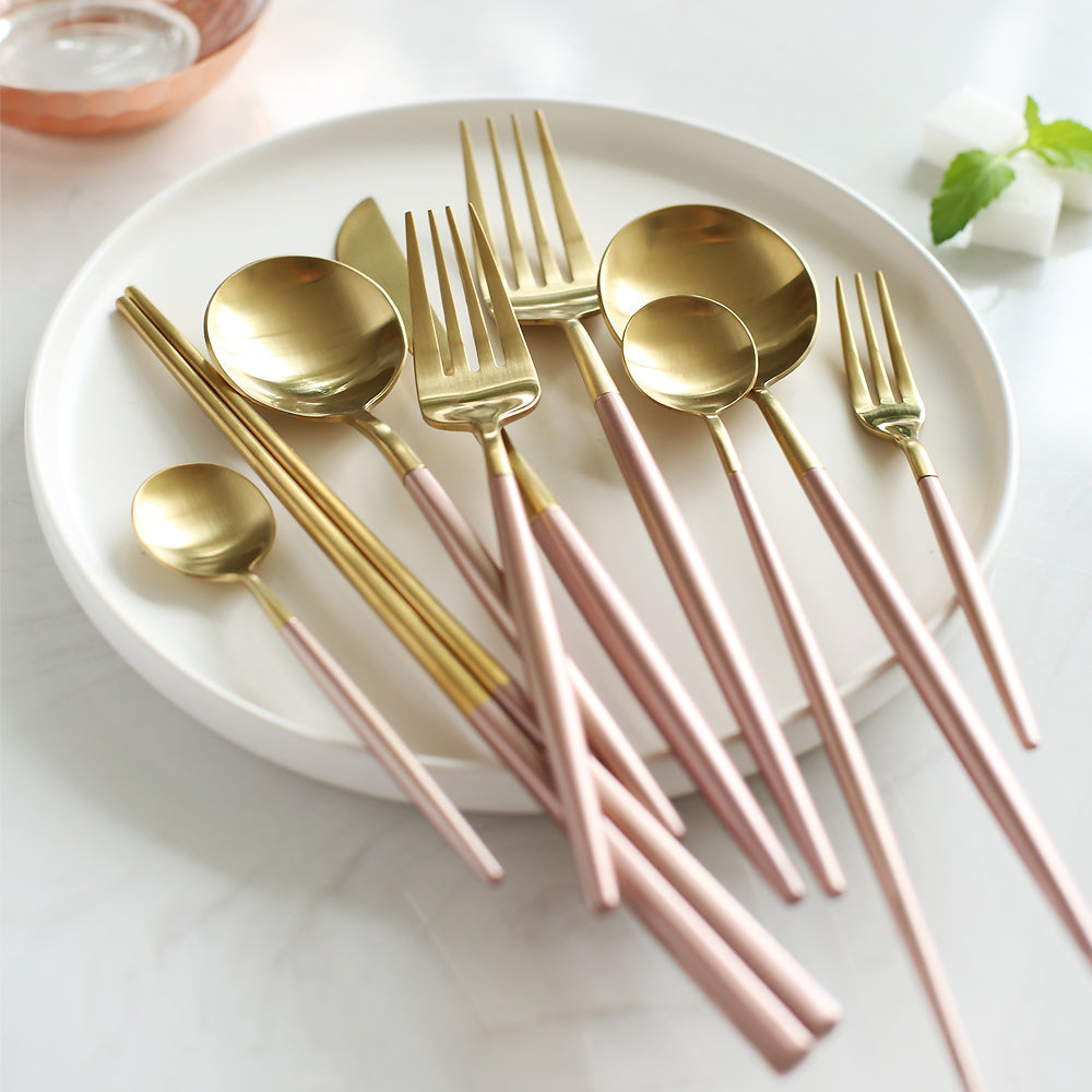 Royal Pink Golden Stainless Steel Cutlery Set