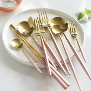 Royal Pink Golden Stainless Steel Cutlery Set