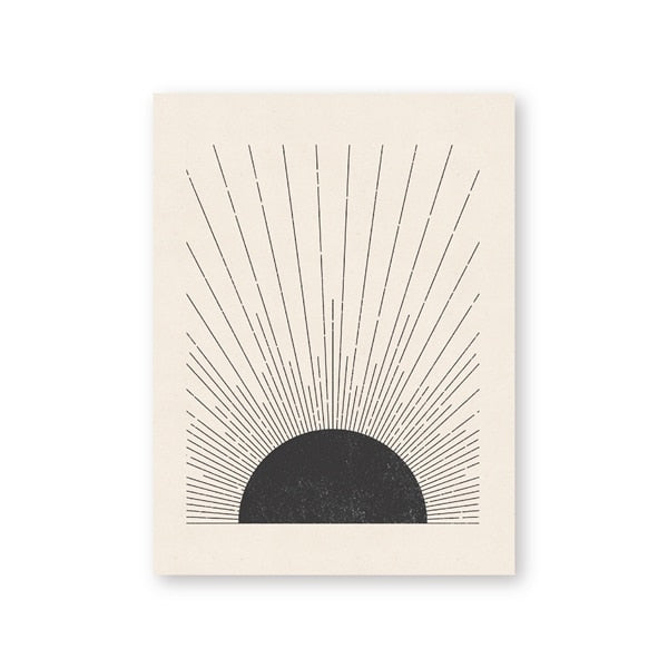 Sun Illustration Mid Century Modern Block Print